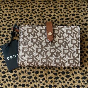 DKNY Bifold Wallet with Travel Card Holder | Brown & Beige